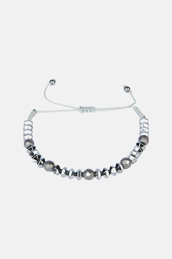 Avva  Bracelet Black Leather and Stone 2-Piece